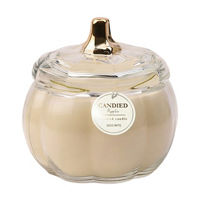 Candied Apple Scented Clear & Gold Pumpkin Shaped Glass Candle, 32 oz