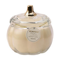 Perfect Pumpkin Scented Clear & Gold Pumpkin Shape Glass Candle, 32 oz