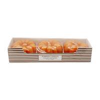Unscented Orange Pumpkin Shaped Wax Candle, 3 ct