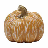 Orange Resin Wood Grain Pumpkin Tabletop Decor