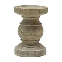 Brown Resin Wood-Look Pillar Candle Holder, 5 in