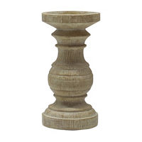 Brown Resin Wood-Look Pillar Candle Holder, 7 in
