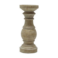 Brown Resin Wood-Look Pillar Candle Holder, 9 in