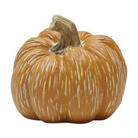 Orange & Brown Resin Wood Grain Pumpkin Decor, 8 in