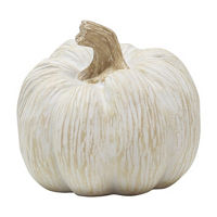 White & Brown Resin Wood Grain Pumpkin Decor, 8 in
