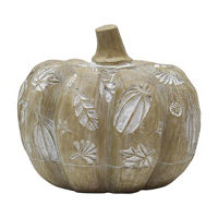 Brown & White Resin Floral Pumpkin Decor, 8 in