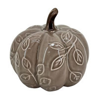 Brown Ceramic Pumpkin Tabletop Decor, 5x5 in