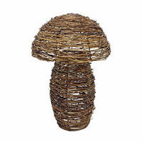 Brown Rattan Large LED Mushroom Decor