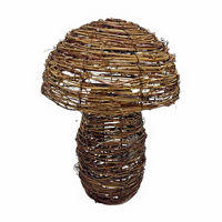 Brown Rattan Medium LED Mushroom Decor