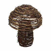 Brown Rattan Small LED Mushroom Decor
