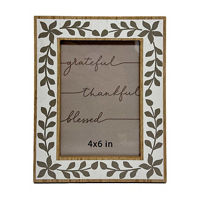 Brown & White Floral Tabletop Photo Frame, 4x6 in