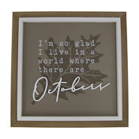 Brown & White MDF October Wall Art, 19x19 in