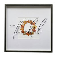 Multicolor MDF Thankful Wall Art, 18x18 in