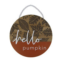 Harvest Hello Pumpkin Roud Wall Hanger, 18 in