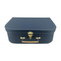 Blue & Gold Cardboard Decorative Trunk Box, 13x4 in