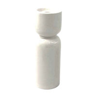 White Ceramic Taper Candle Holder, 7 in
