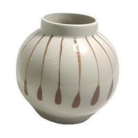 Summer Off-White Stoneware Teardrop Motif Vase, 4.5 in