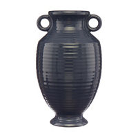 Blue Ribbed Vase, 11 in