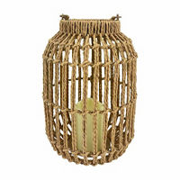Summer Metal and Paper Rope LED Flameless Candle Lantern, 12 in