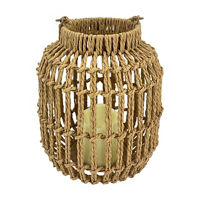 Summer Metal and Paper Rope LED Flameless Candle Lantern, 10 in