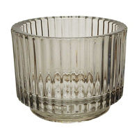 Gray Ribbed Glass Votive Holder, 3.5 in