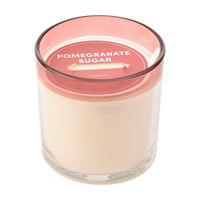 Pomegranate Sugar Scented Pink Color Rim Glass Candle, 12.5 oz