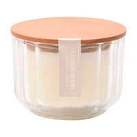 Citron Berry Scented Orange Ribbed Glass Candle with