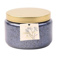 Ashwood Fig Scented Blue Mercury Glass Candle with Metal Lid, 15 oz