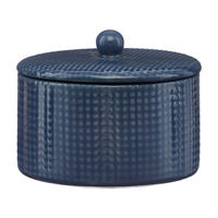 Blue Ceramic Jar with Lid, 4 in