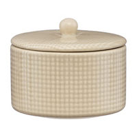Tan Ceramic Jar with Lid, 4 in