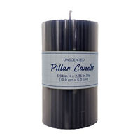 Blue Ribbed Pillar Candle, 4 in