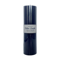 Blue Ribbed Pillar Candle, 8 in