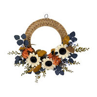 Harvest Fall White Sunflower Wreath, 21 in