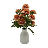 Pink Chrysanthemum Stems Floral Arrangement in Vase, 14 in