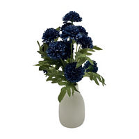 Blue Chrysanthemum Stems Floral Arrangement in Vase, 14 in