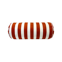White and Orange Striped Cylinder Bolster Pillow, 14x6