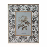 White and Wood-Tone Cross-Embossed Photo Frame, 4x6 in