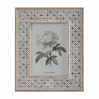White and Wood-Tone Cross-Embossed Photo Frame, 5x7 in
