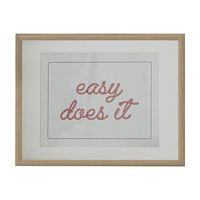 Pink 'Easy Does It' Framed Scripted Artwork, 11x14