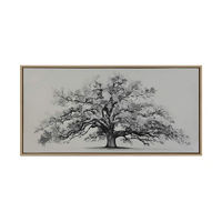 Summer Wintery Snow Tree Canvas Art with Wood Grain Frame, 15x30 in