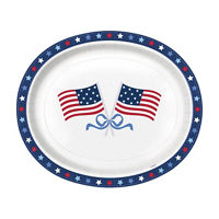 Patriotic Red, White and Blue Oval Paper Plates,