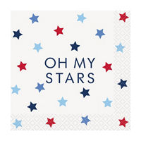 "Oh My Stars" Patriotic Paper Beverage Napkins, 16