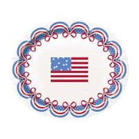 Patriotic Red, White and Blue Plastic Traditional Oval