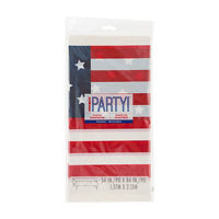 Unique Party Patriotic Plastic Tablecover, 54x84 in