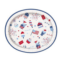 Patriotic Red, White and Blue Oval Party Plates, 8 ct, 12 in