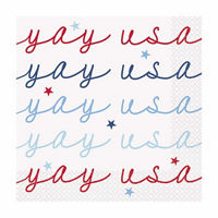 "Yay USA" Patriotic Paper Luncheon Party Napkins, 16