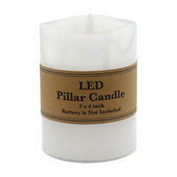 White LED Pillar Candle, 3 in x 4