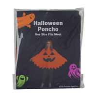 Halloween Orange Pumpkin Printed Poncho, One Size