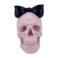 Halloween Pink Skull with Black Bow, 8 in
