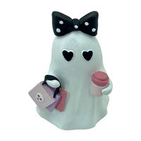 Halloween Ghost with Coffee & Black Bow